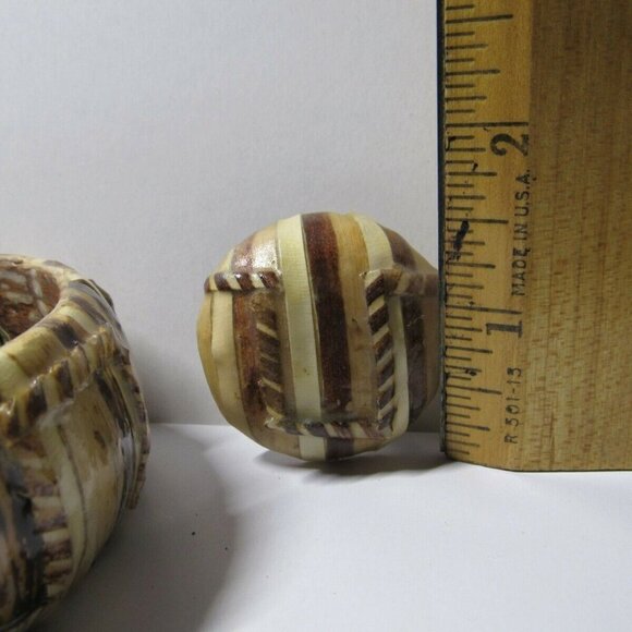 Wide Bangle and Clip Earrings Set Bark Strips - Picture 5 of 5